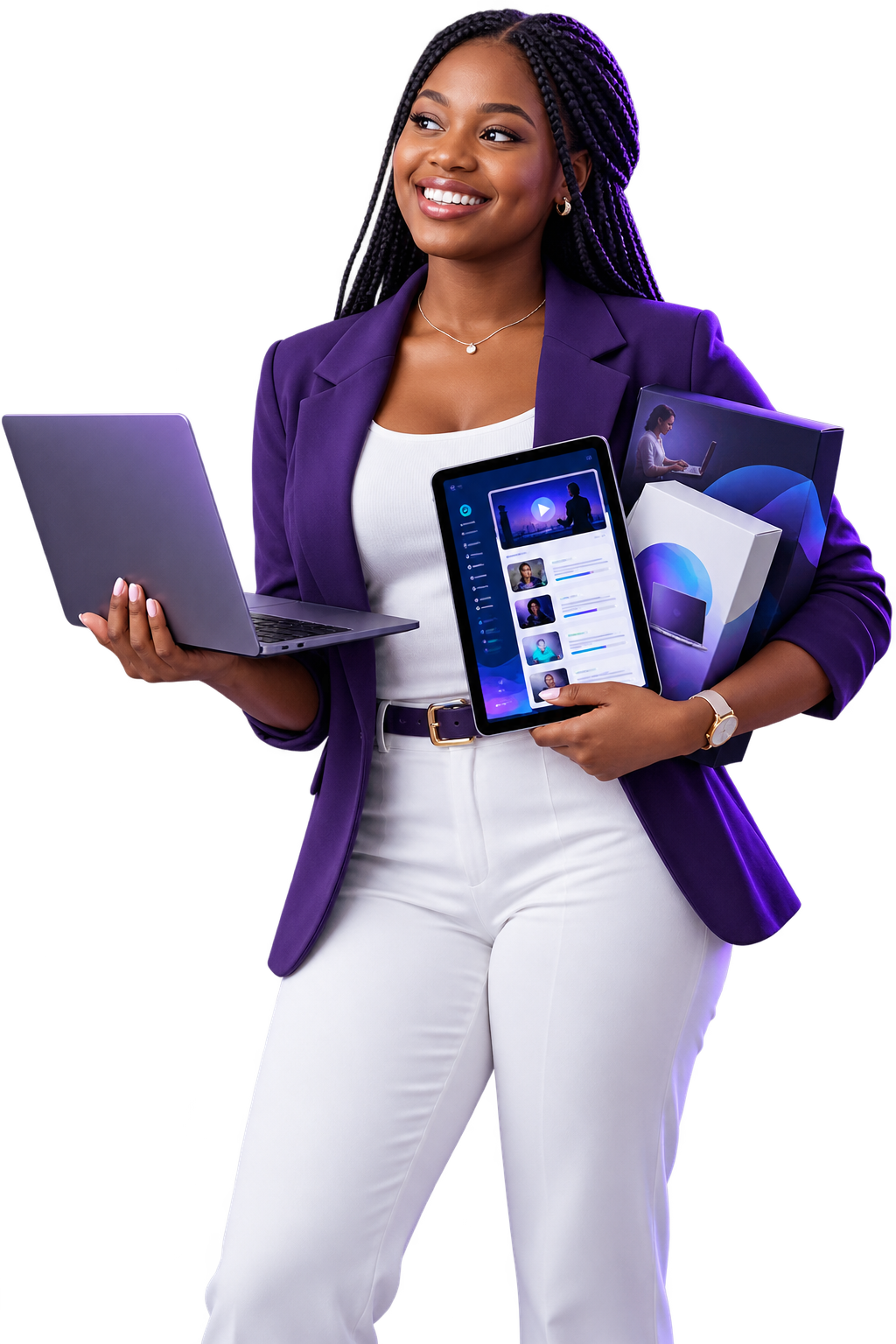 Professionnelle présentant des formations et produits numériques Proasset Hub